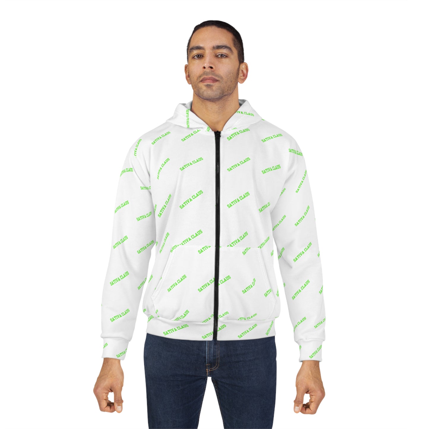 Stylish Unisex Zip Sativa Claus Hoodie