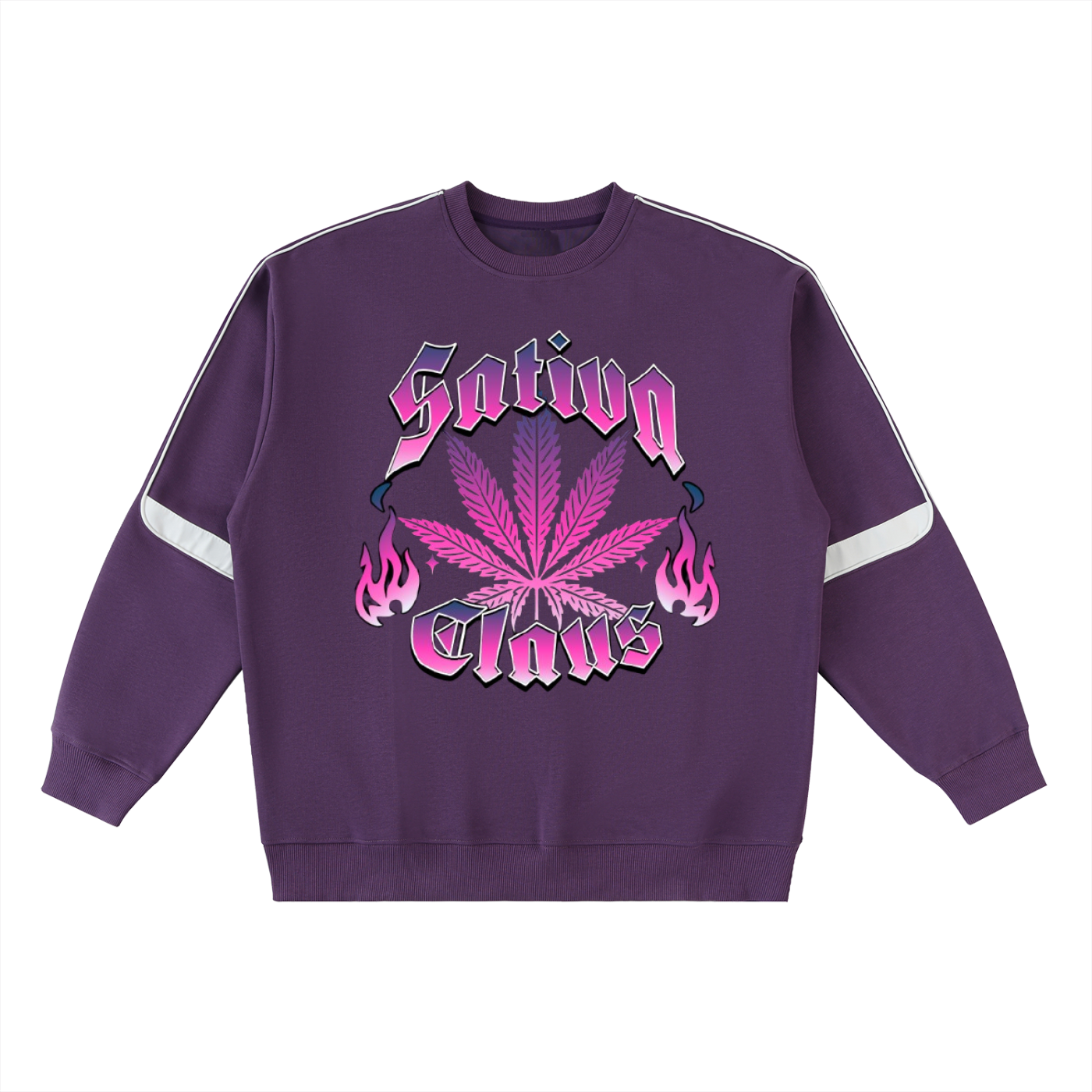 Oversized Crewneck Taped Sweatshirt "Purple Sativa"
