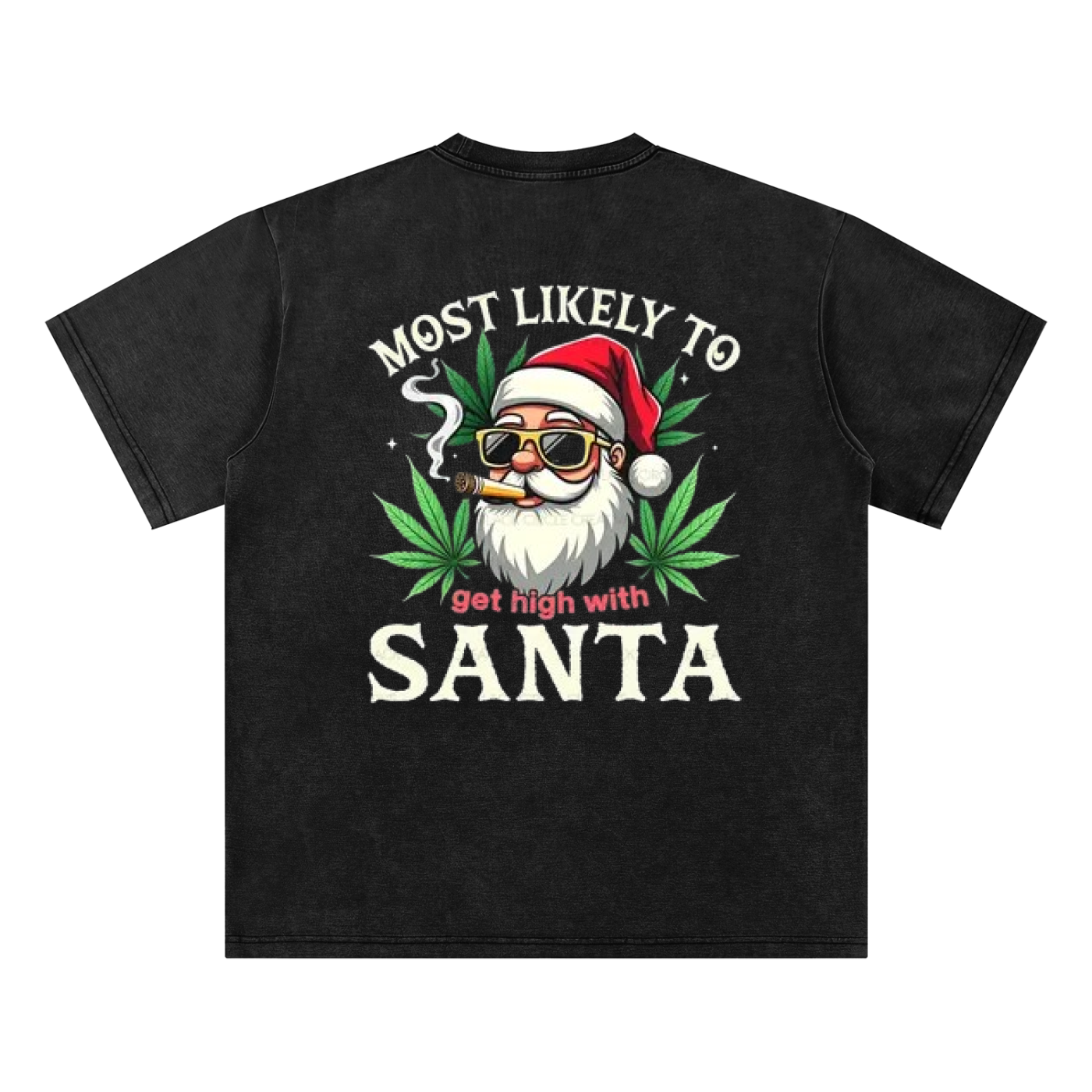 Bamboo Slub Snow Washed T-Shirt "Smoking With Santa"