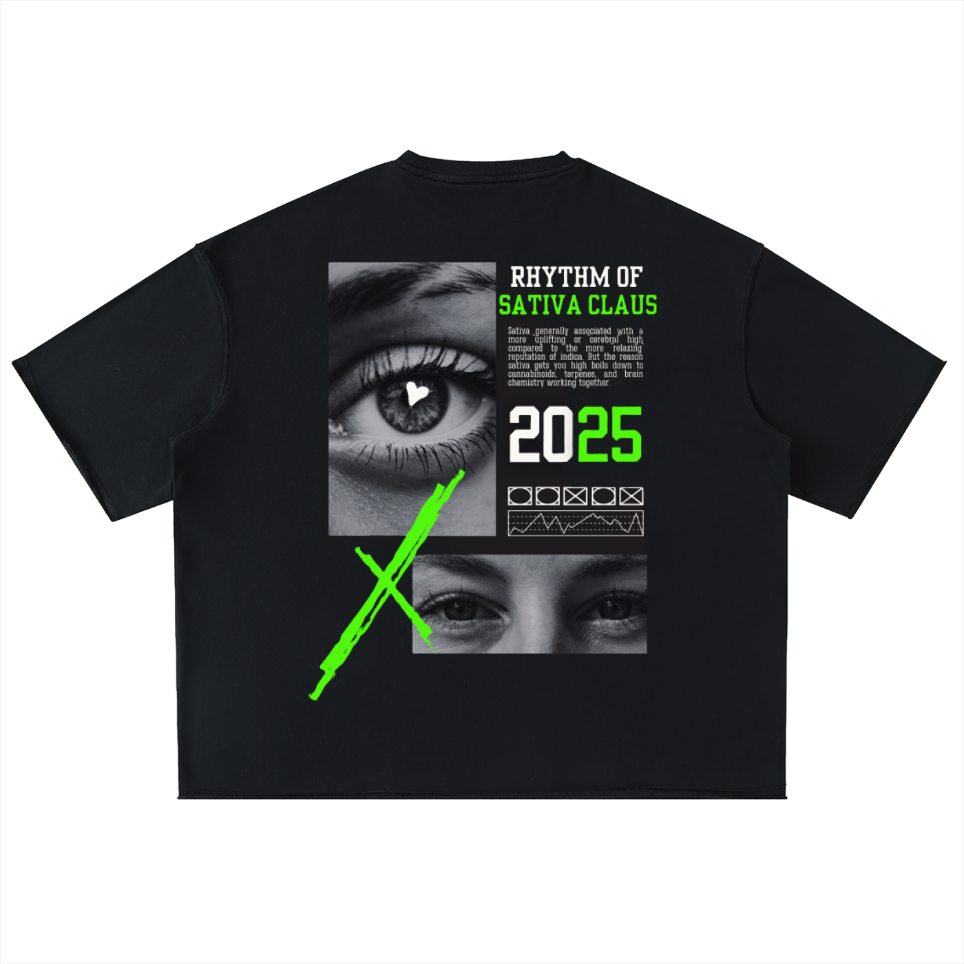 Oversized Washed Half Sleeve T-Shirt "Sativa Claus Experience"
